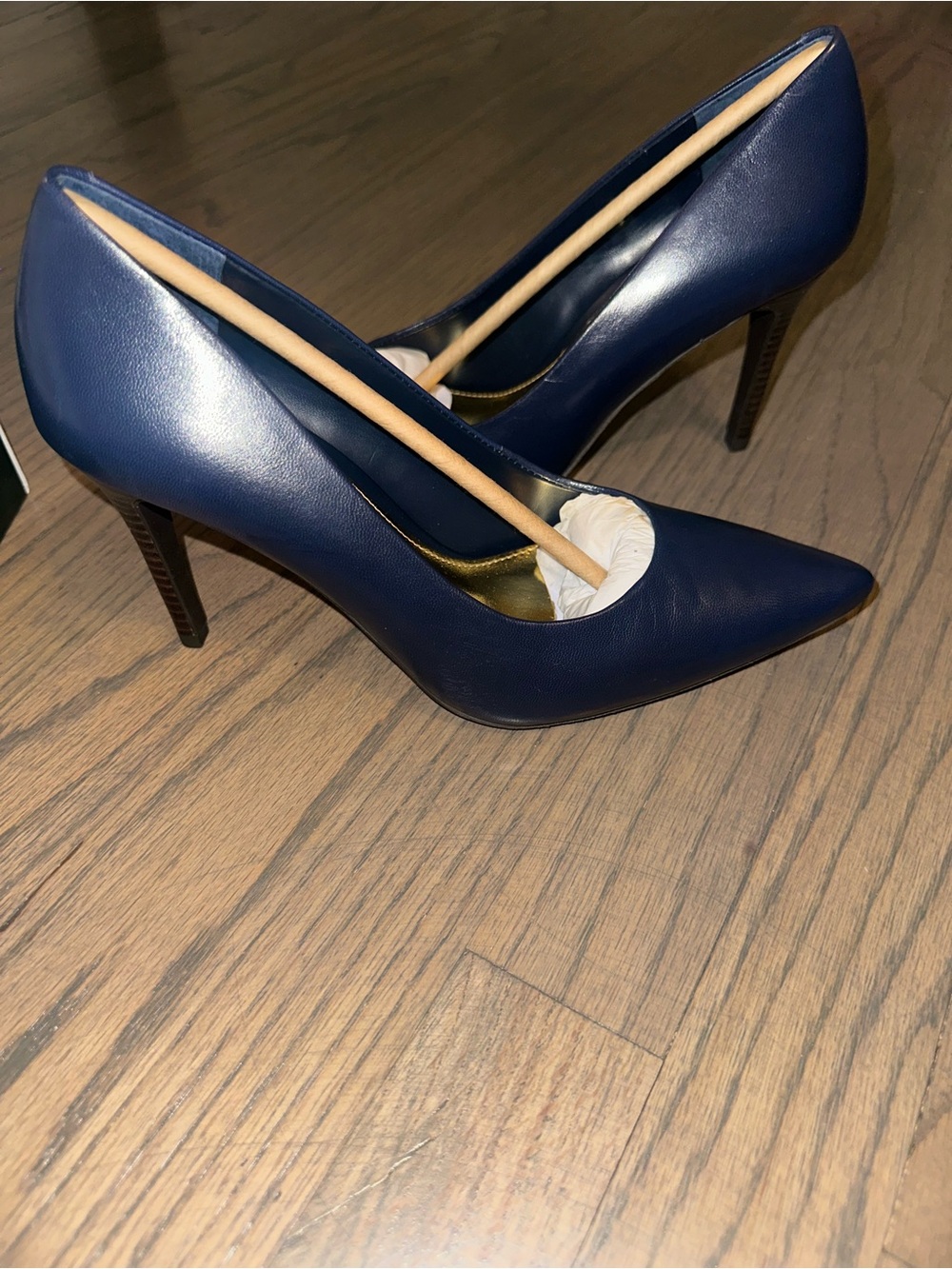 Polo by Ralph Lauren Navy Pointed-Toe Leather Stilettos